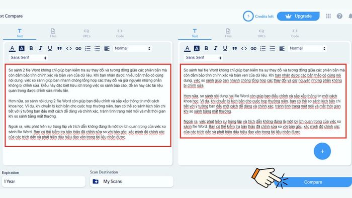 Hướng dẫn so sánh hai file Word trực tuyến bằng CopyLeaks - Bước 3